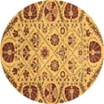 thumbnail image 1 of Ahgly Company Indoor Round Abstract Brown Modern Area Rugs, 4' Round, 1 of 4