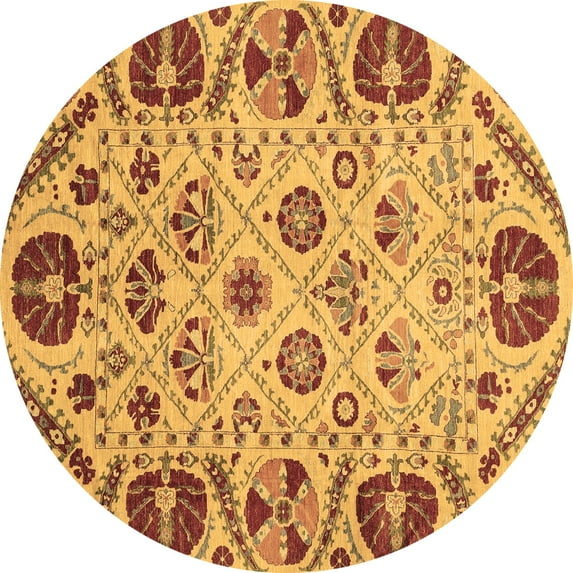 Ahgly Company Indoor Round Abstract Brown Modern Area Rugs, 4' Round