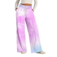 thumbnail image 7 of Endives Womens Sports Pants Tie Dye Printed Wide Leg Jogging Pants Drawstring Elastic High Waist Pants With Pocket, 7 of 7