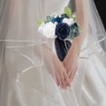 thumbnail image 6 of Tachiuwa Wedding Bridal Bouquet Decor Boho Rustic Tossing Bouquet Artificial Rose Flowers for Wedding Party Festival Valentine's Day , Blue, 6 of 9