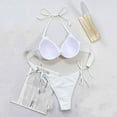 thumbnail image 6 of OSFVNOXV White Bikini Sets for Women 2025 New Trendy Push Up Bra Halter Back Tie Bikini Top and Side String Tie Cross Thong, 6 of 7