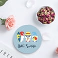 thumbnail image 4 of POGLIP Summer Gnome Surfing and Ice Cream Set of 4 Round Coaster for Drinks, Absorbent Ceramic Stone Coasters Cup Mat with Cork Base for Home Kitchen Room Coffee Table Bar Decor, 4 of 5