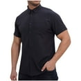 thumbnail image 2 of Iugvhana Business Dress Shirts for Men Big and Tall Loose Casual Solid Regular-Fit Button Down Short Sleeve Shirt Summer Office Tops Black L, 2 of 4