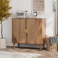 thumbnail image 4 of Semiocthome Sideboard Buffet Cabinet with 1 Shelf and Line Groove Design, Kitchen, Walnut, 4 of 8