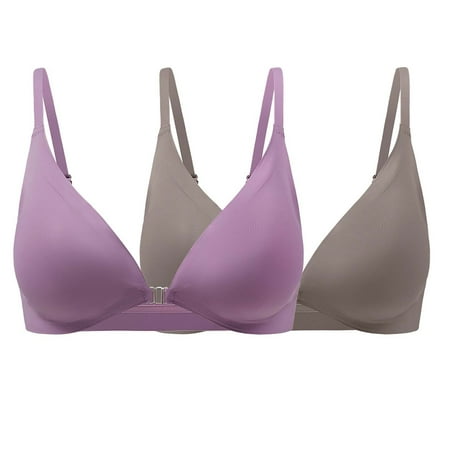 HCURIBAD Wireless Bras  Clearance! Women s Sexy Triangle Bralette Comfort Full Coverage Bra Front Close Deep V Seamless Wireless Adjustable Bras  Seamless Bra  Backless Bra  Bras for Women Brown L