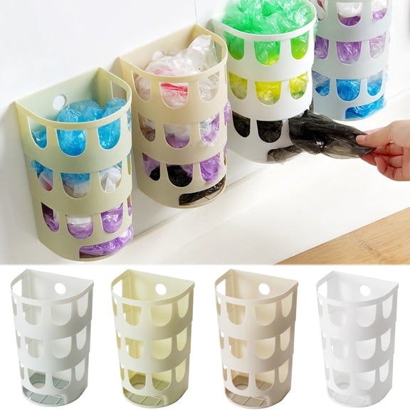 Walbest Mini Plastic Garbage Bag Storage Box, Kitchen Bathroom Wall-mounted Trash Bag Storage Container