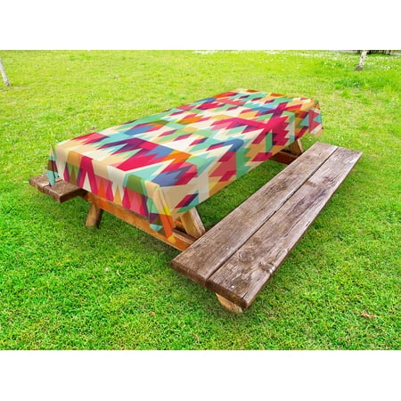 

Indie Outdoor Tablecloth Abstract Vibrant Colorful Triangles Overlap Geometric Design with Artistic Display Decorative Washable Fabric Picnic Table Cloth 58 X 84 Inches Multicolor by Ambesonne