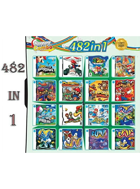Compatible 482 Games in 1 Ds Games Pack Card Compilations, NDS Game Super Combo Multicart for DS NDS NDSL NDSi 3DS XL New