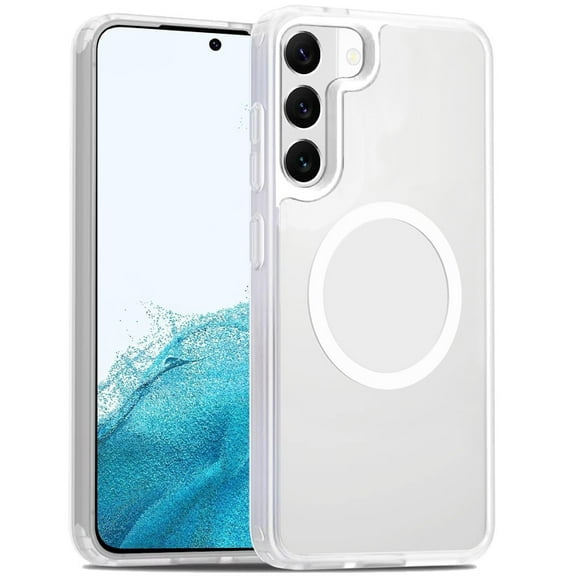 For Samsung Galaxy S22 [Magnetic Circle] Smooth Safe Matte Feel Hybrid Case - Clear