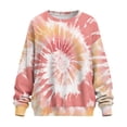 thumbnail image 4 of SCRAWLGOD Tie-Dye Pink Womens Casual Crewneck Sweatshirts Long Sleeve Fashion Tops Loose Fitting Pullovers with Drop Shoulder Design for Shopping Running, L, 4 of 6