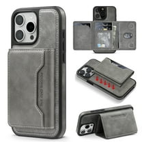 2-in-1 for iPhone 15 Plus Detachable Wallet Case with Card Holder for Women Men, Magnetic Compatible with Mag-Safe PU Leather Flip Credit Card Slots Purse Cover for iPhone 15 Plus, Gray