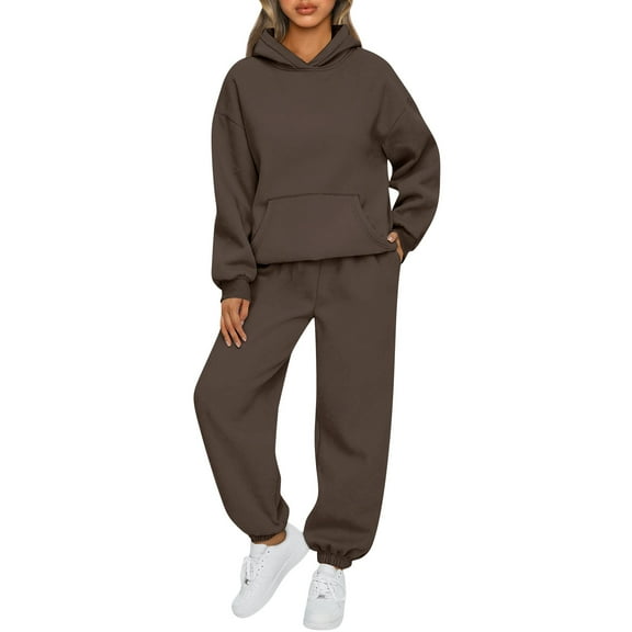 Women's 2 Piece Outfits Hoodie Sweatsuit Sets Oversized Sweatshirt With Pockets And Jogger Sweatpants, Soft And Comfortable Fabric Drawstring Design For Adjustable Fit, Great For
