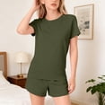 thumbnail image 4 of CPNG Girls 2 Piece Short Set Kids Summer Outfit Soft Solid Color Short Sleeve Crewneck T-shirt Elastic Waist Shorts Sweatsuit Set(Green,3-4 Years), 4 of 9