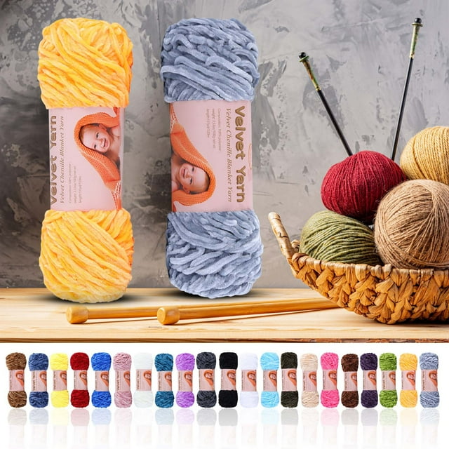 Velvet Crochet Yarn, Soft Polyester Fiber, Hand Weaving Material for Knitting, Crafts, Home Use,Feathery,YISHFHP,A