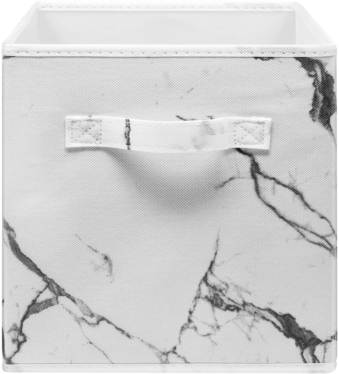 Sorbus Foldable Storage Cubes: Adult Organization for Living Room, Closet, Dorm - Marble Print, 4-Pack, White