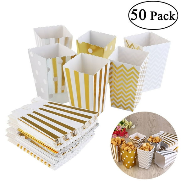 HINTRMENT 50Pcs Movie Theater Style Popcorn Boxes Storage Treat Carton For Party And Wedding Occasions
