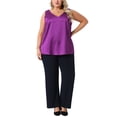 thumbnail image 2 of Outfits de Halloween para mujeres de tallas grandes Agnes Orinda, camisetas de seda satinada sin mangas, blusas casuales de cuello en V, camisetas básicas de verano 4X en púrpura, 2 of 6