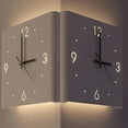 thumbnail image 2 of Square Wall Clock Folded Corner Wall Hanging Clock Chic Arc Silent Clock with Light for Living Room Home Decoration-A, 2 of 5