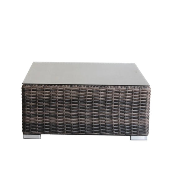 Modern Brown Wicker Square Coffee Table No Assembly Required Outdoor Garden Table