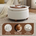 thumbnail image 3 of 30Inch Round Storage Ottoman with Tray, Modern Tufted Fabric Circle Coffee Table with Storage, Upholstered Ottoman with Removable Top for Living Room, Bedroom, Beige, 3 of 7