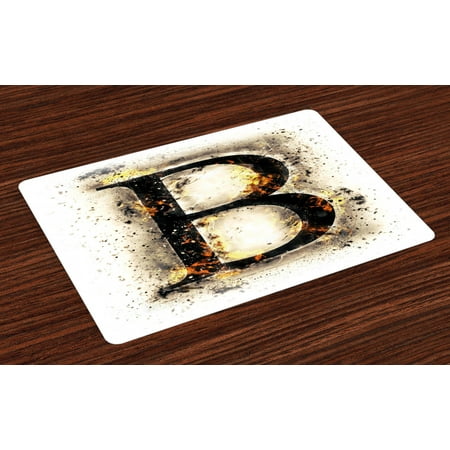 

Letter B Placemats Set of 4 Language Flames Fire Uppercase B with Wild Hot Blurry Effects Symbols Image Washable Fabric Place Mats for Dining Room Kitchen Table Decor Tan Black Orange by Ambesonne