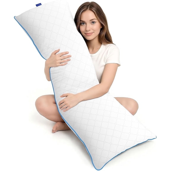 Galenzoov 20x54 Long Body Pillow for Adults - Firm Body Pillow Insert with Shredded White Memory Foam, Soft Support for Side Sleeping, Pregnant Women, Washable White