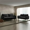thumbnail image 4 of Enor Furniture Anacapa 70" Round Arm Upholstered Modern Velvet Sofa in Black, 4 of 15