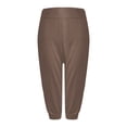 thumbnail image 5 of CHWGFWL Plus Size Capris for Women Capri Leggings for Women 2024 High Waisted Cutout Yoga Capris Lightweight Cozy Cropped Pants Solid Soft Pajams Pants White Linen Pants Women (Khaki,S), 5 of 5