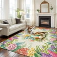 thumbnail image 2 of Easter Bunny Area Rugs 5'x7', Small Throw Rugs for Laundry Room Playroom, Spring Floral Blossom Easter Eggs Watercolor Indoor Outdoor Rug Non-Slip Low Pile Carpet Runner Reversible Floor Mats, 2 of 8