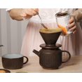 thumbnail image 3 of Xianyou-Potery Cafetière à Verser, Filtre Conique en Céramique Goutte à Goutte Manuelle, Cafetière en Grès Réutilisable, Taille 02 (Brun Chocolat Rustique), 3 of 4