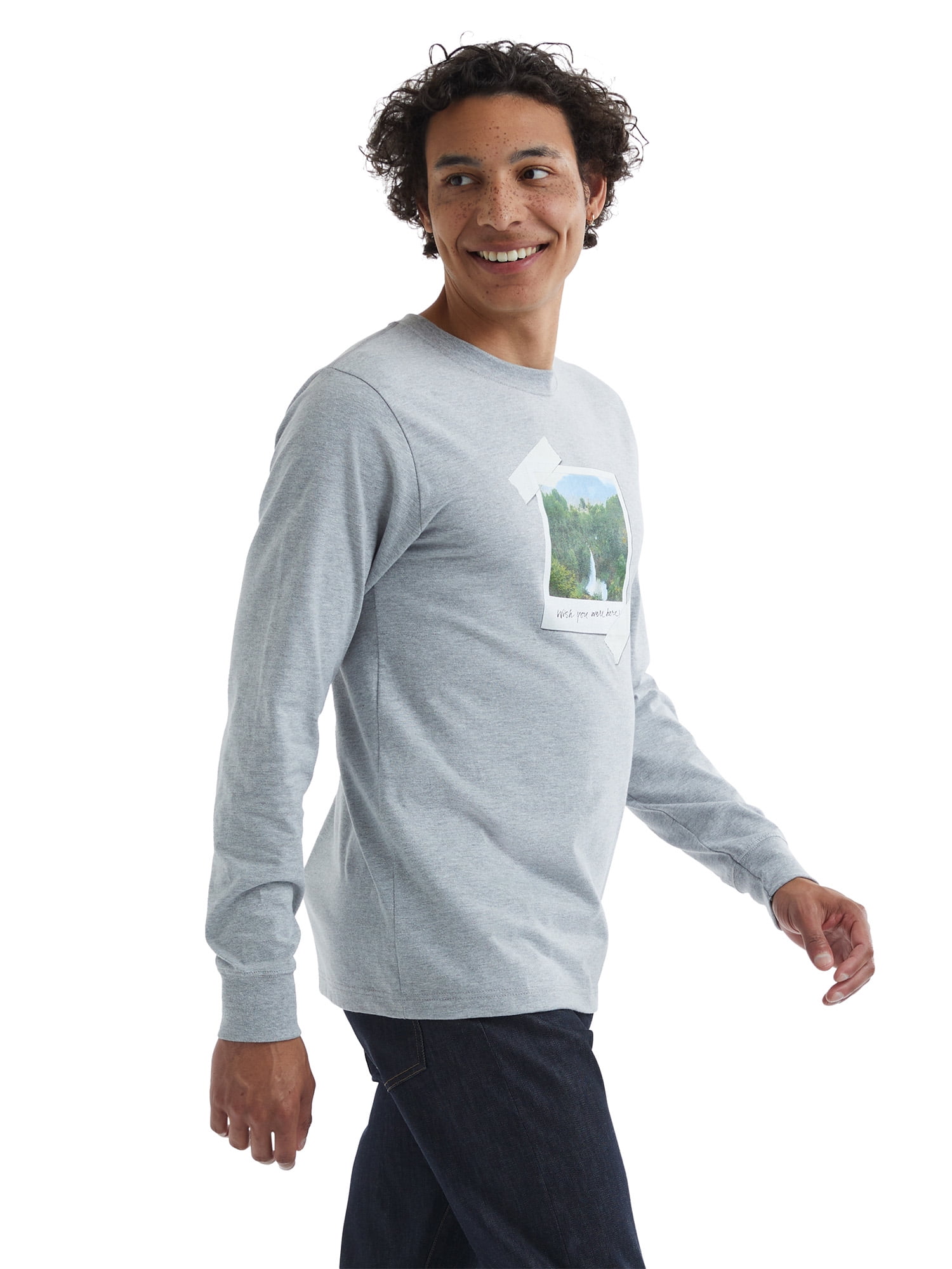 Hanes All Gender Explorer Collection Long Sleeve Graphic T-Shirt, Men's Sizes XS-2XL