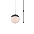 thumbnail image 3 of Living District LDPG6032BK Eclipse 1 Light Black Plug-In Pendant with Frosted White Glass, 3 of 6