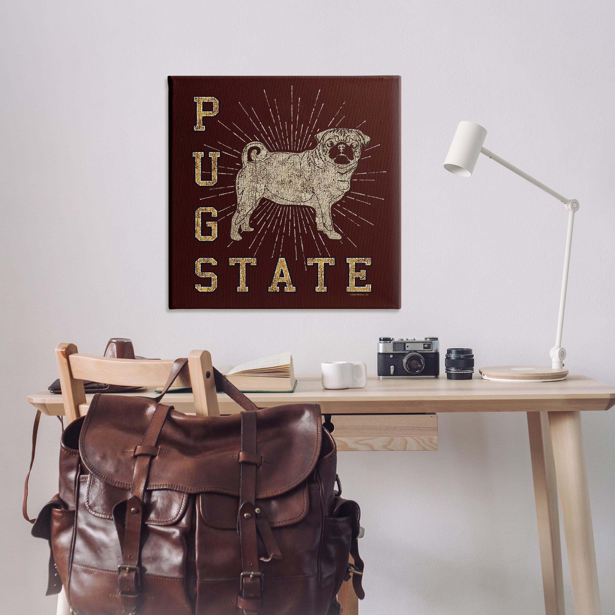 Stupell Industries Varsity Pug State Novelty & Humor Painting Wrapped Canvas Art Print Wall Art, 36 x 36