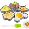 thumbnail image 1 of Egg Ring Molds for Cooking - 5Pcs Stainless Steel Ring Mold Egg Rings for Griddle Egg Rings - Heart, Flower, Star Egg Round Ring Set Mickey Mouse Kitchen Accessories Breakfast Kit Egg Molds for Frying, 1 of 8