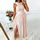 thumbnail image 2 of Vestidos divididos con dobladillo y cuello halter sin espalda para adelgazar sólidos de verano para mujer Fridja  bnh1423, 2 of 9