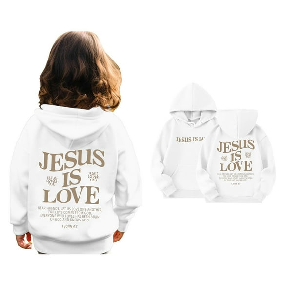 Teen Girls Hoodies Jesus Loves You Hoodies Long Sleeve Graphic Hoodies Girls Casual Oversize Pullover Top Cute Sweatshirts Toddler 12-13 Years Boys Clothes Cute Boy Girl Clothing