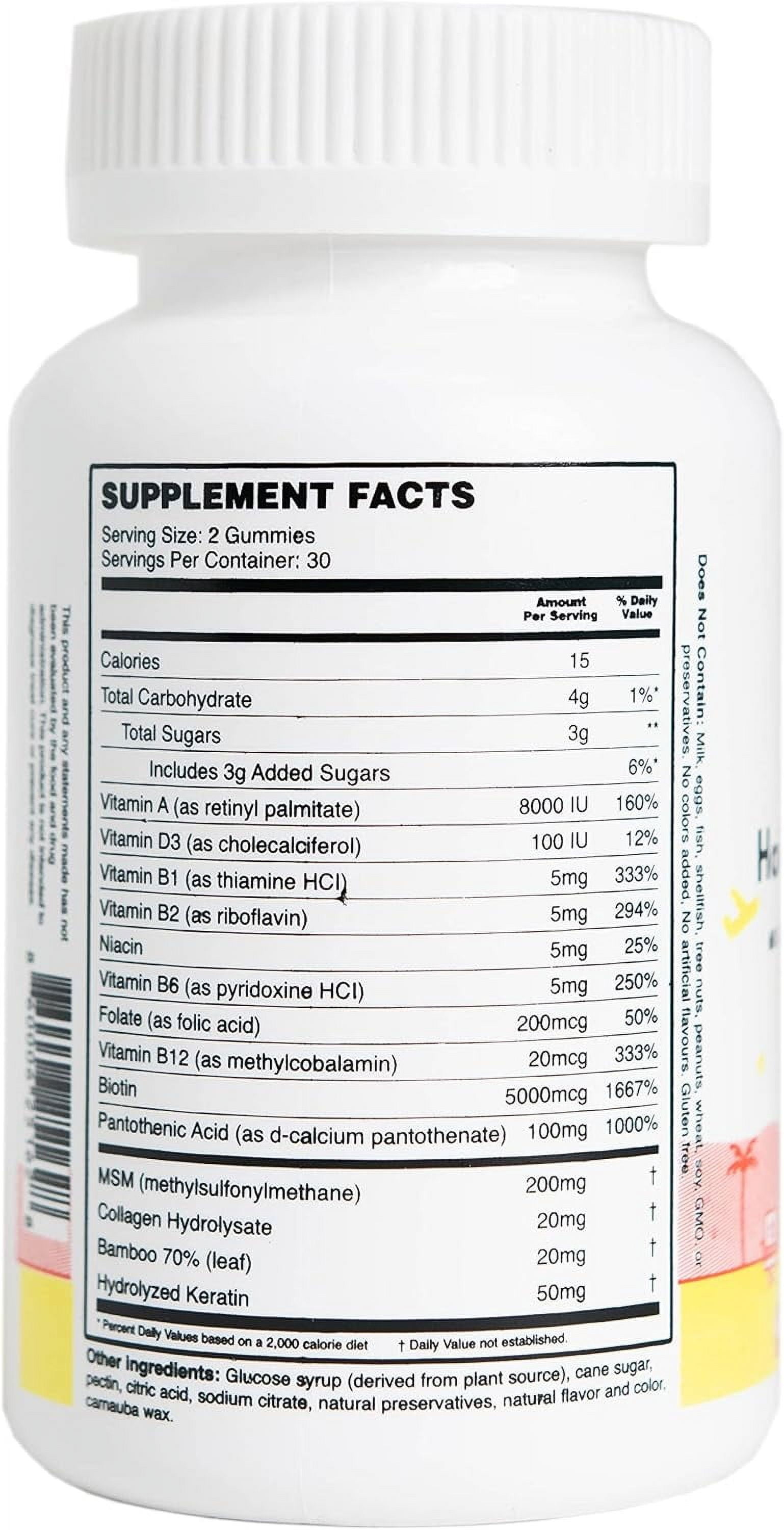 MEWD Teen and Kids Hair, Skin+Nails Daily Multivitamin Gummy Strengthener Formula - Chewable Vitamin Supplements with Biotin,Zinc,Vitamins A, B, & D3 for Girls & Boys, 60, Made in USA
