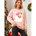 thumbnail image 3 of Women’s Christmas Sweatshirt, Pink “Merry and Bright” Graphic or Santa Claus Print, Cozy Fleece Pullover Holiday Top, 3 of 9