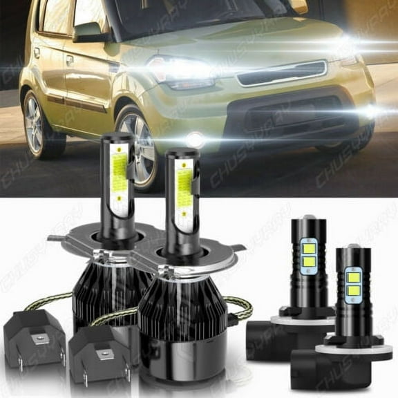 4x For Kia Rio5 2007-2011 9003 H4 & 881 LED Headlight Foglight Combo 6000K Bulbs