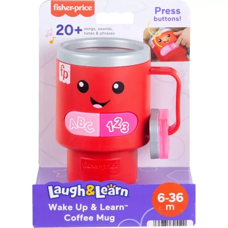 Fisher Price Laugh & Learn Wake Up & Learn Coffee Mug with Lights & Music, Red