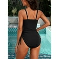 thumbnail image 5 of Womens Tummy Control One Piece Monokini Swimwear Side Tie Bath Suit Sexy Ribbed Swimsuit, 5 of 7