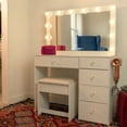 thumbnail image 3 of Boahaus Cleo Vanity Desk with Mirror and Lights – 5 Drawer Makeup Vanity Table with Storage, Power Outlet and Stool, 3 of 12
