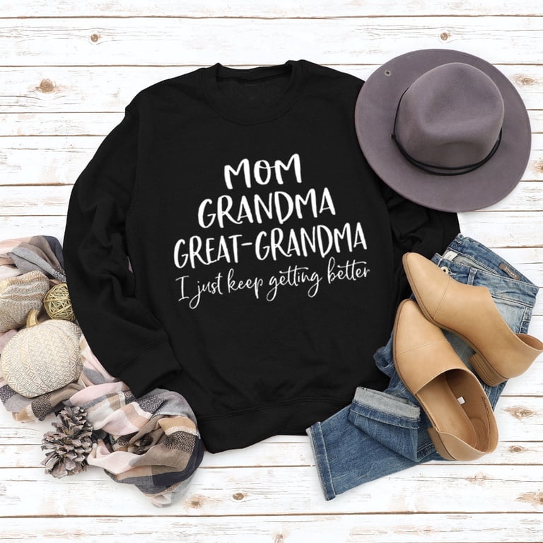 YUUZONE Mom Grandma Great Letters Long Sleeve Sweatshirt Women Cute Graphic  Pullover Top - Walmart.com