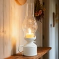thumbnail image 5 of Battery Operated Flameless LED Kerosene Lamp, Vintage Table Lamp with Clear Hurricane Shade for Nightstand, Bedroom, Living Room, and Christmas Retro Decor, 5 of 6