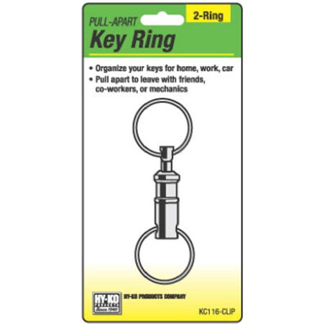 Hy-Ko Products KC116-CLIP 5.5 x 2.75 in. Pull Apart Key Rings On A Clip Strip - Silver&#44; Pack Of 12