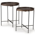 thumbnail image 2 of Bowery Hill Modern 2 Piece Round Accent Table Set in Weathered Brown, 2 of 3