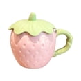 thumbnail image 2 of Pink Strawberry Ceramic Mug with Lid, Cute Fruit Tea Cup, Practical Souvenir for Women, Gift for Her - 12oz, 2 of 5