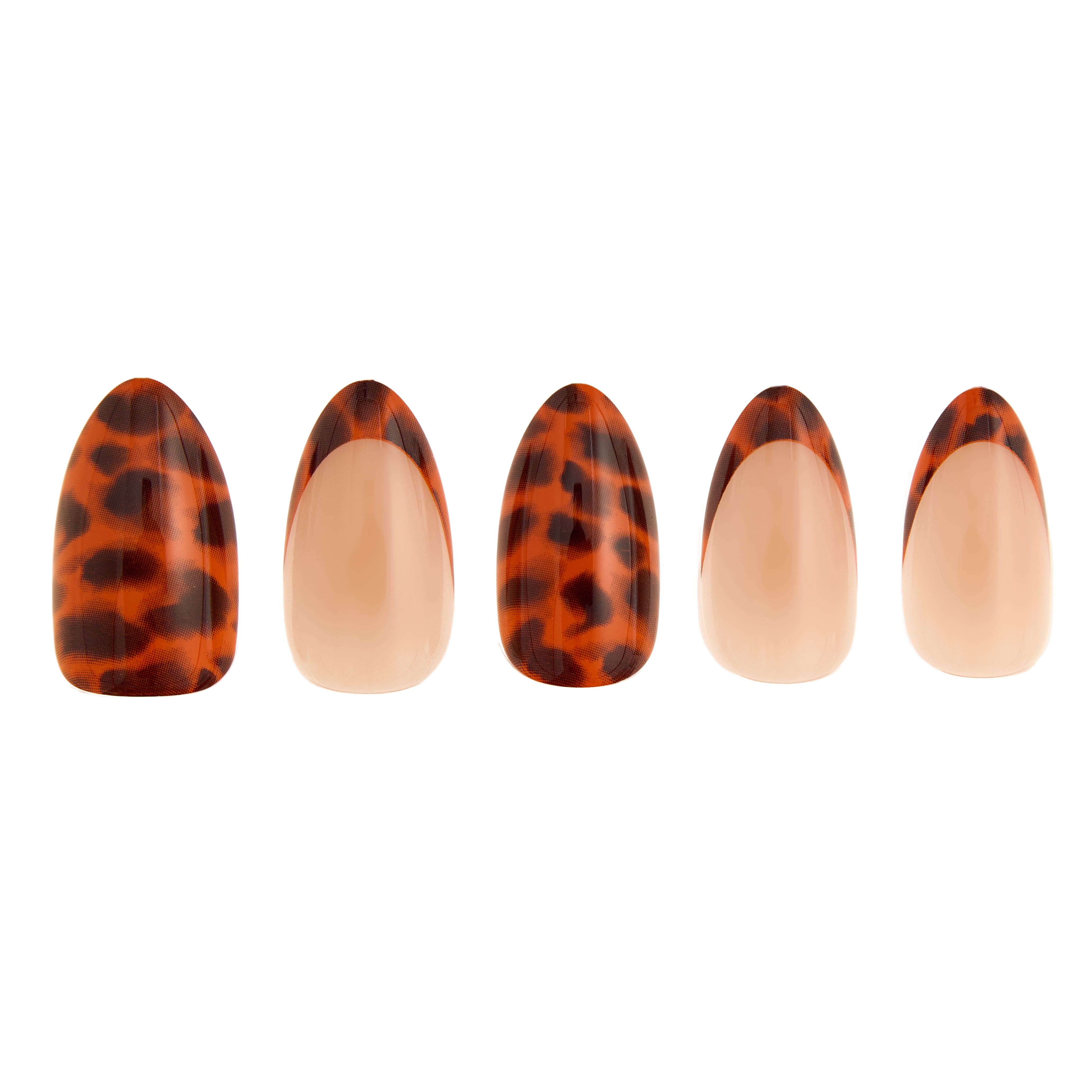 PaintLab Medium Oval Press On Nails, Tortoise Shell Tips, 30 Count