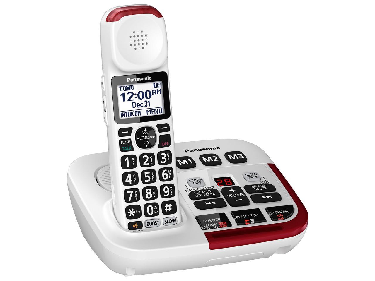 Panasonic KX-TGM420W Amplified Cordless DECT 6.0 Phone|Voice Booster Up-To  100 dB|Answering Machine|Silver