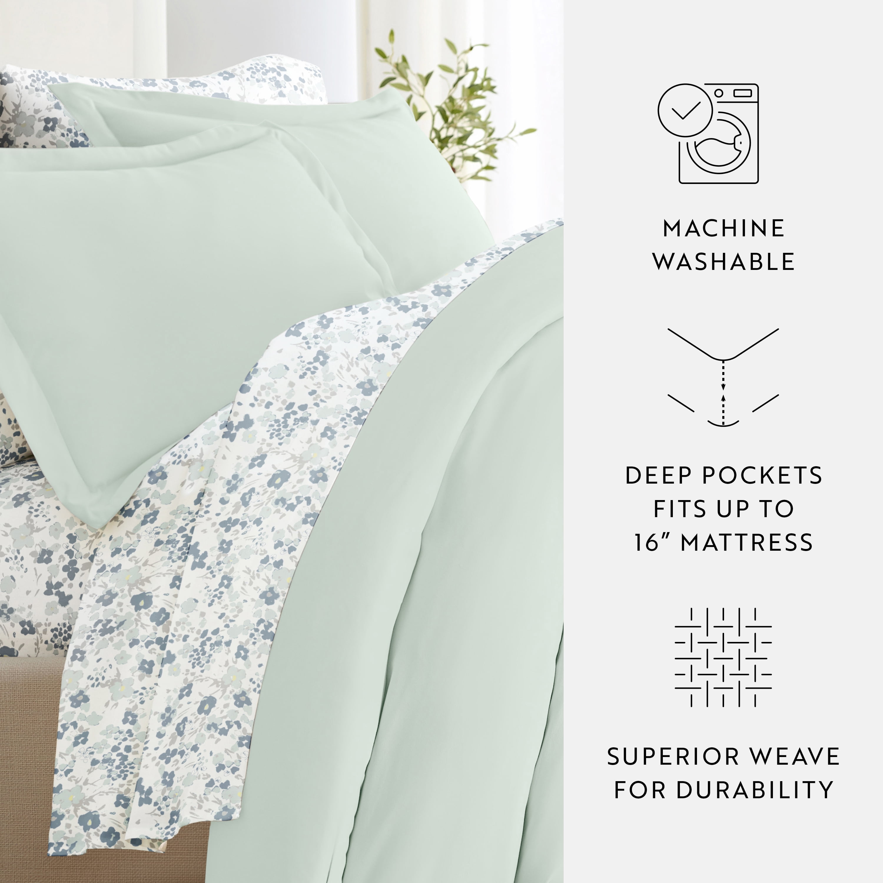 Noble Linens 8 Piece Solid Duvet Bundle in Mint, Full